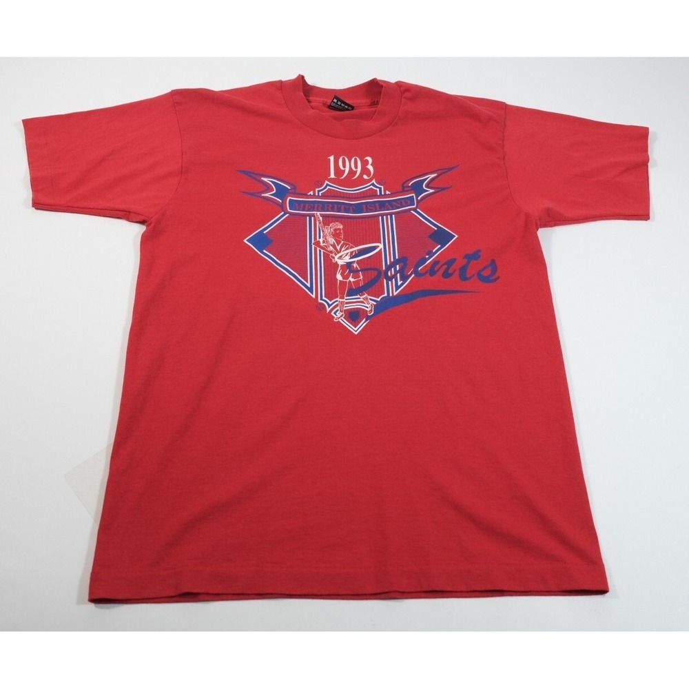 Fruit Of The Loom T-Shirt Mens L Red Merritt Island Saints 1993 Vintage 90s Usa